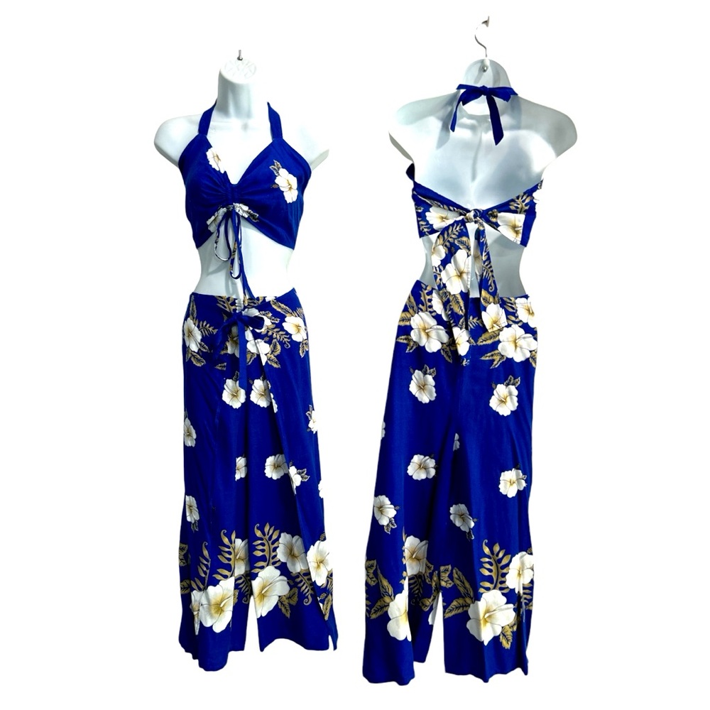 Hawaiian wrap around pants and top